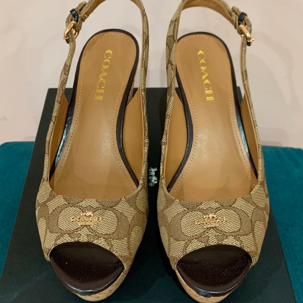 COACH FERRY SIG C JACQUARD WEDGE HEEL SHOES - Picture 6 of 6